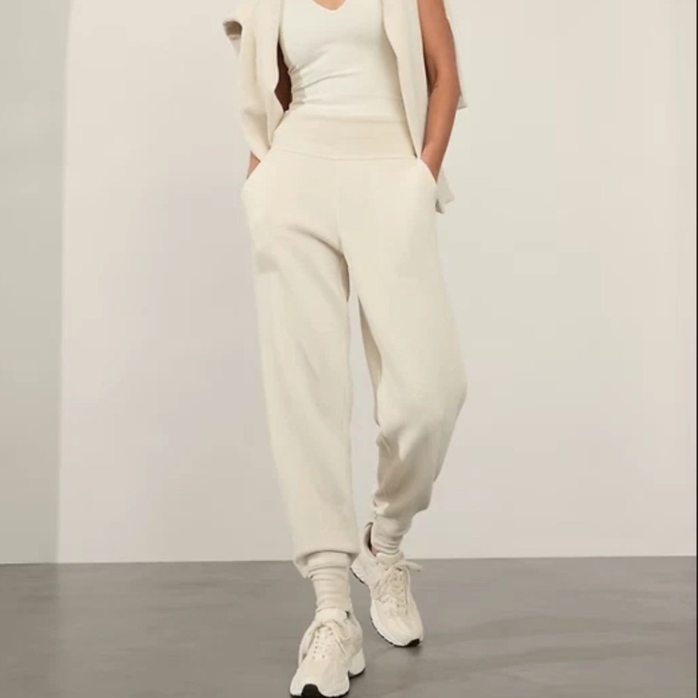 Athleta Coaster Luxe‎ Waffle High Rise Jogger Women's XXS Bone Oatmeal Gorpcore